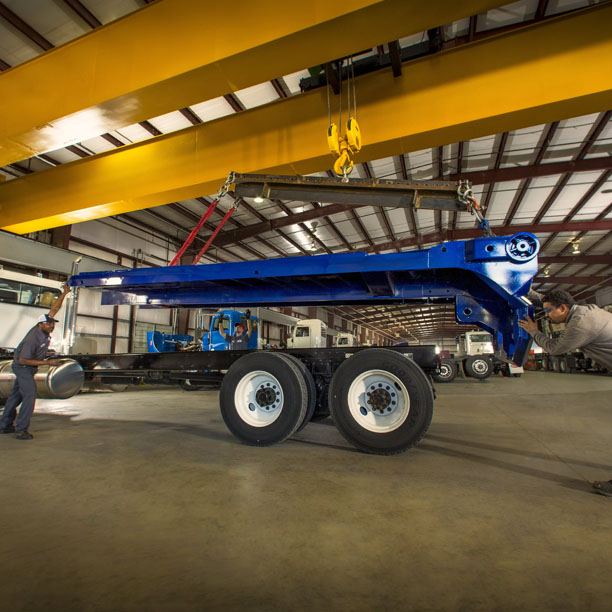 Techs installing truck body