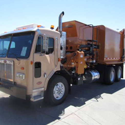 Brown garbage truck